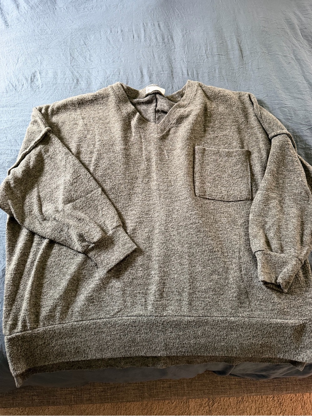 Women's V-Neck Pocket Sweater in sage green
